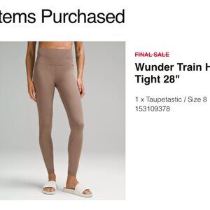 Wunder Train Ribbed HR Tight 28" TPTC Size 8